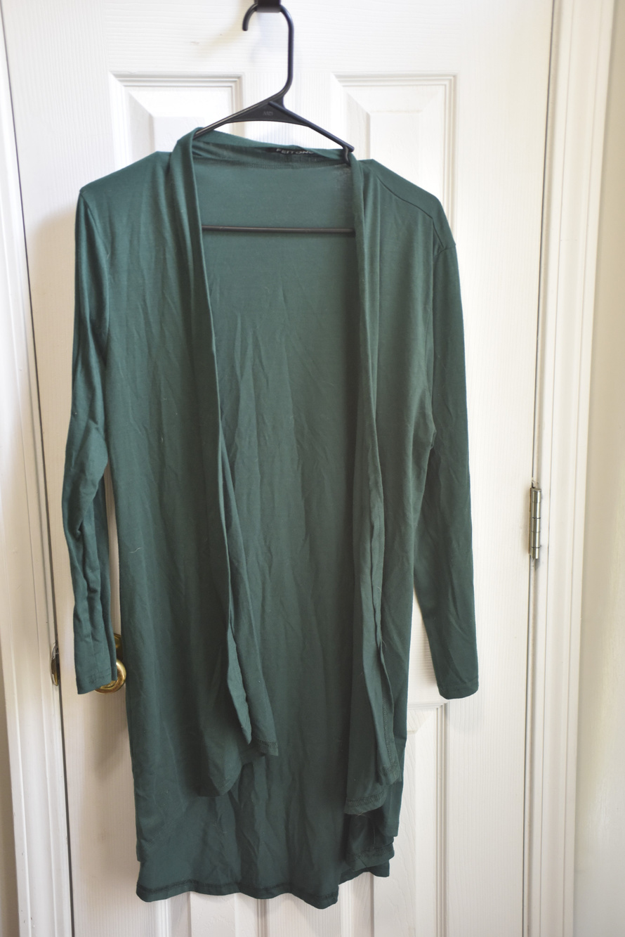 Feitong Green Open Front Long Sleeve Cardigan Size M LSC334